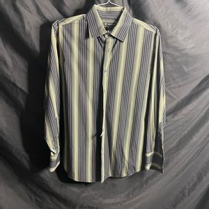 Mens INC CORP . Men’s large black with chartreuse stripes vertical fashionable